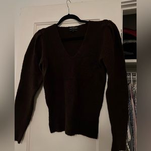 Something navy brown puff shoulder sweater size xs